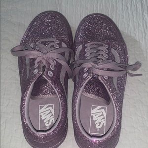 Purple sparkle Vans.